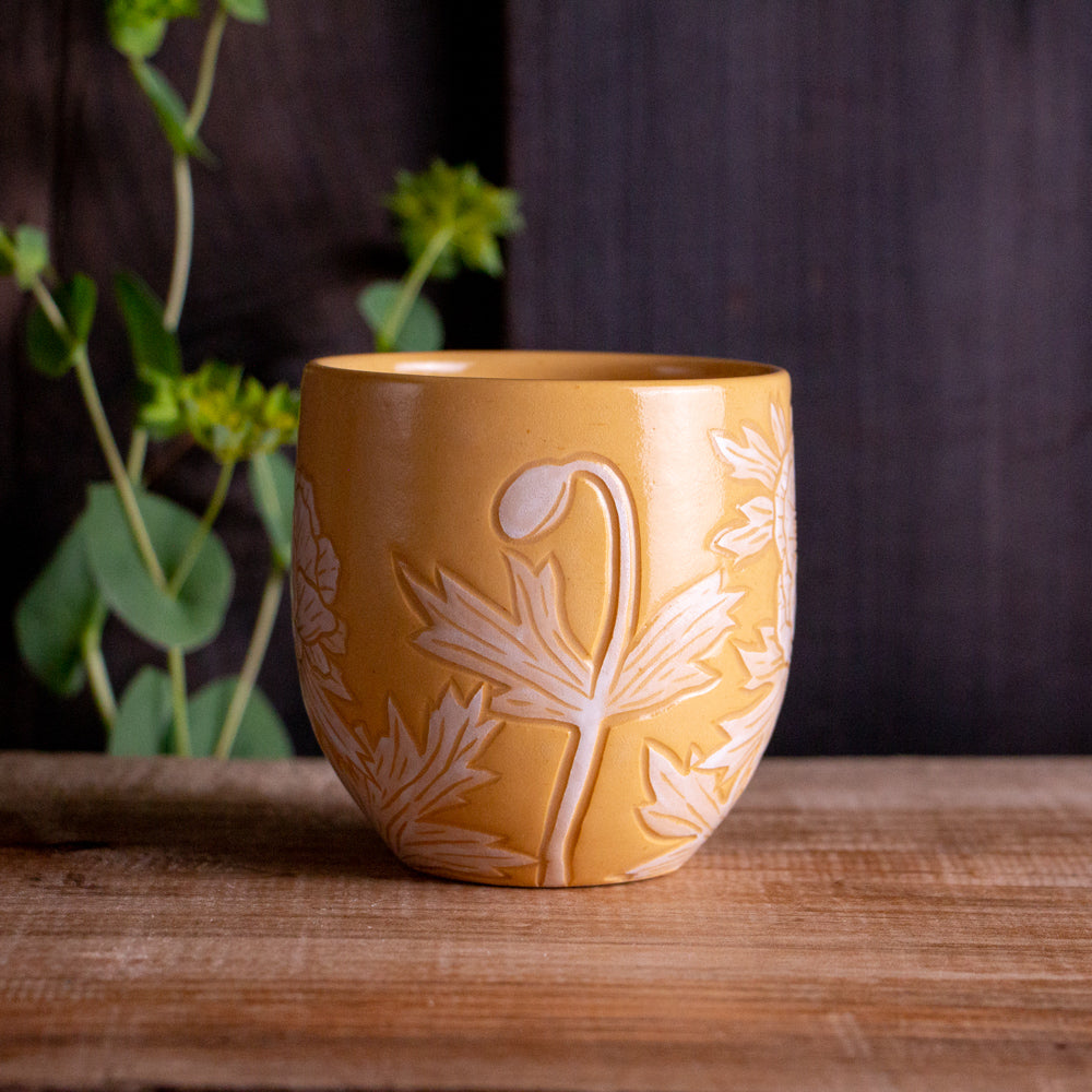 Yellow Sgraffito Anemone Mug [11oz]