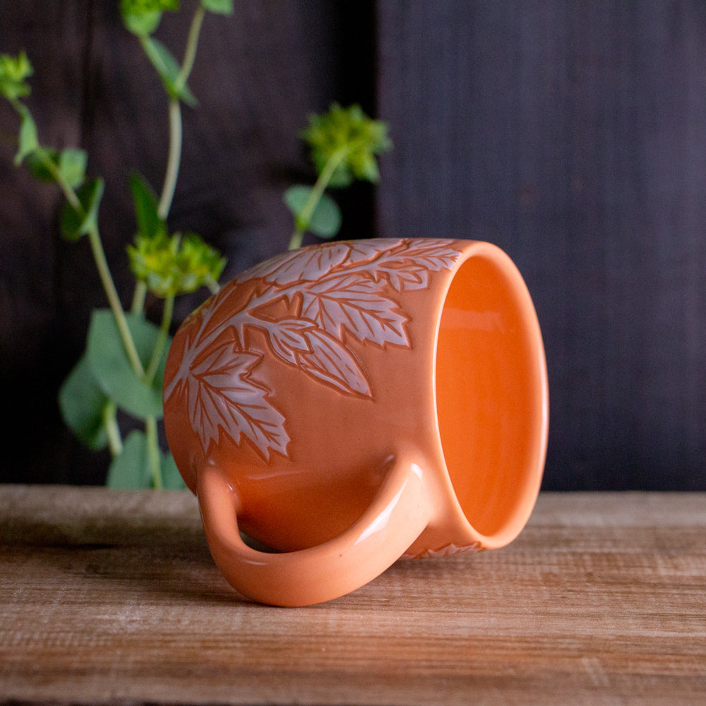 Peach Sgraffito Hibiscus Mug #1 [11oz]