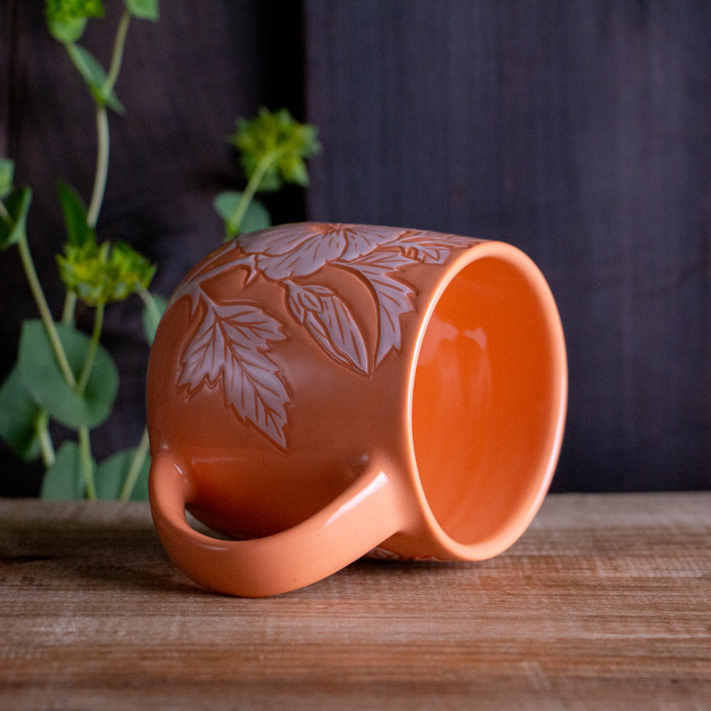 Peach Sgraffito Hibiscus Mug #2 [14oz]
