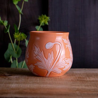 Peach Sgraffito Anemone Mug #2 [14oz]