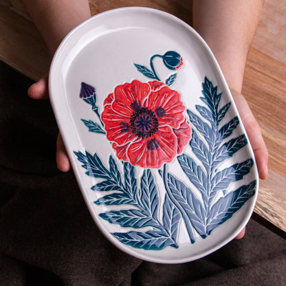 Red Poppy Tray