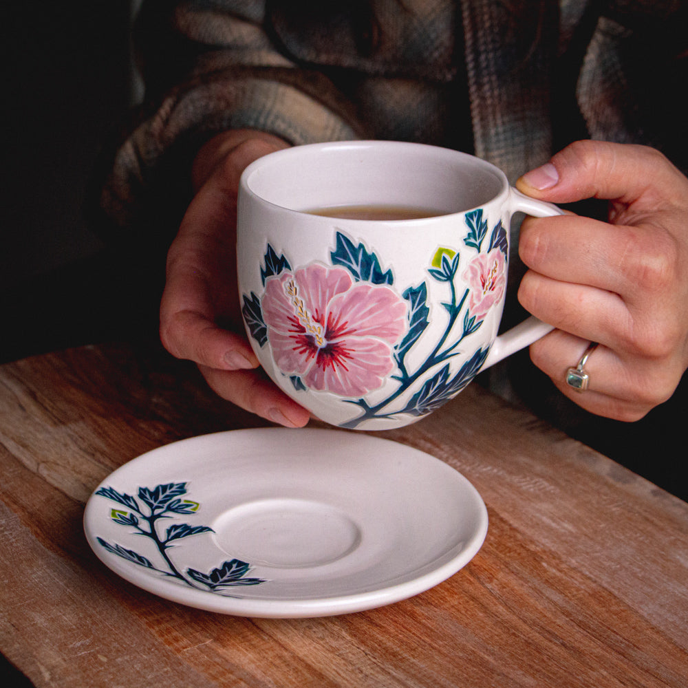 Hibiscus Teacup & Saucer [15oz]