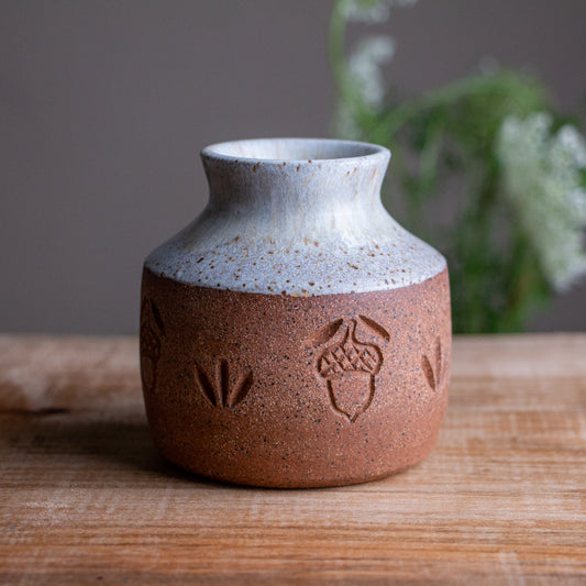 Stoneware Acorn Bud Vase