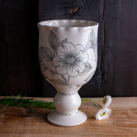 Dogwood Sketch Pedestal Vase