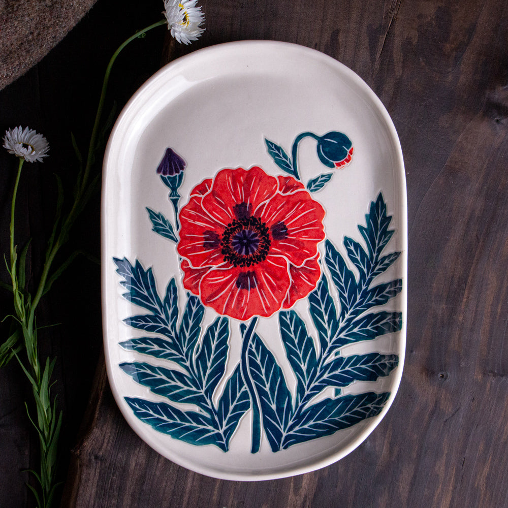 Red Poppy Tray