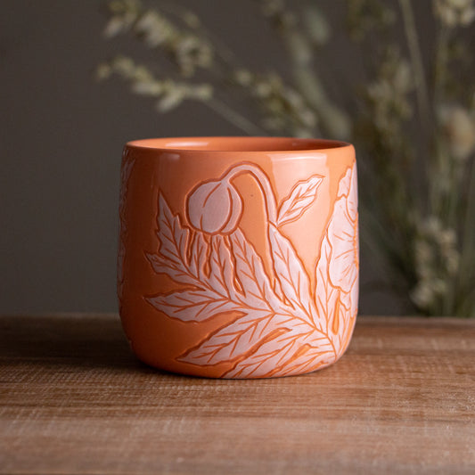 Peach Sgraffito Poppy Mug [14oz]
