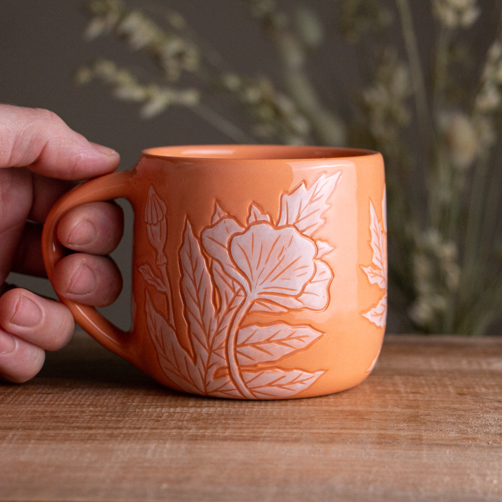 Peach Sgraffito Poppy Mug [14oz]