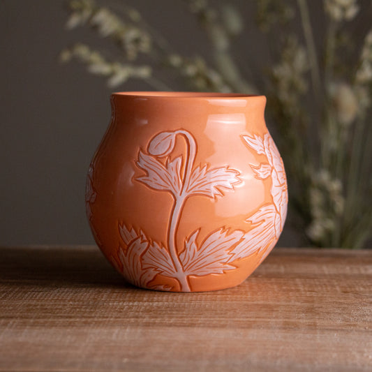 Peach Sgraffito Anemone Mug [15oz]