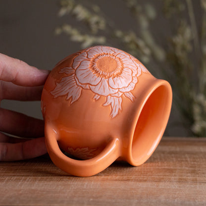 Peach Sgraffito Anemone Mug [15oz]