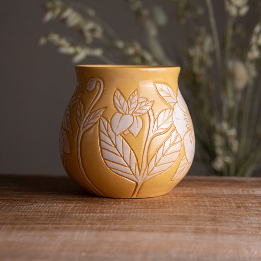Yellow Sgraffito Hellebore Mug [15oz]
