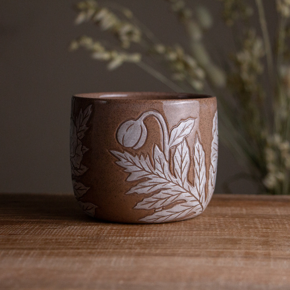 Red Sandstone Sgraffito Poppy Mug [14oz]