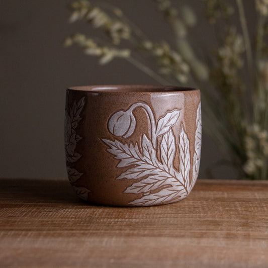 Red Sandstone Sgraffito Poppy Mug [14oz]
