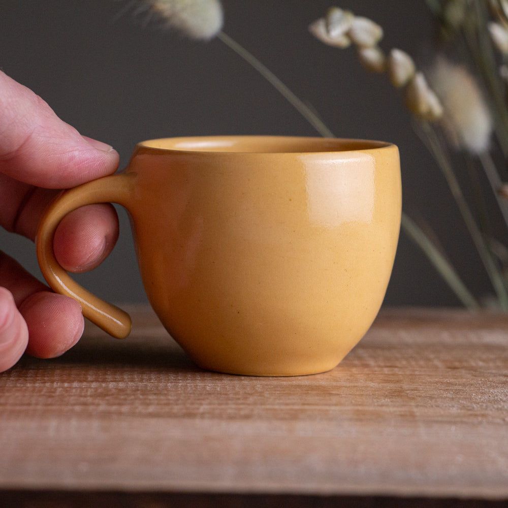 Yellow Sgraffito Anemone Espresso Cup [4.5oz]