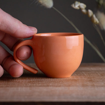 Peach Sgraffito Oak Branch Espresso Cup [3oz]