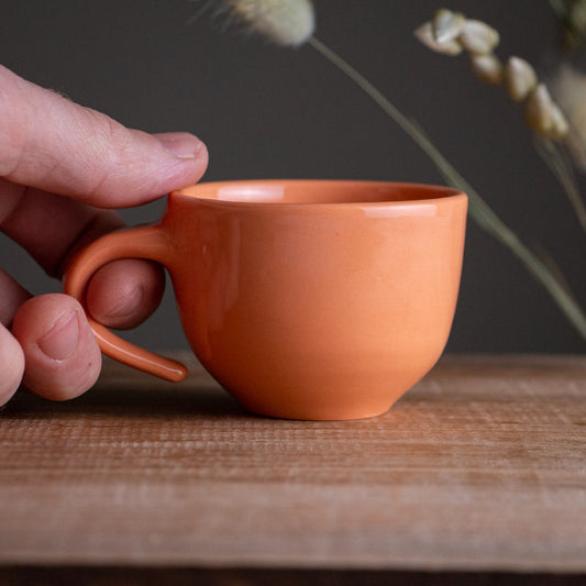 Peach Sgraffito Anemone Espresso Cup [3.5oz]