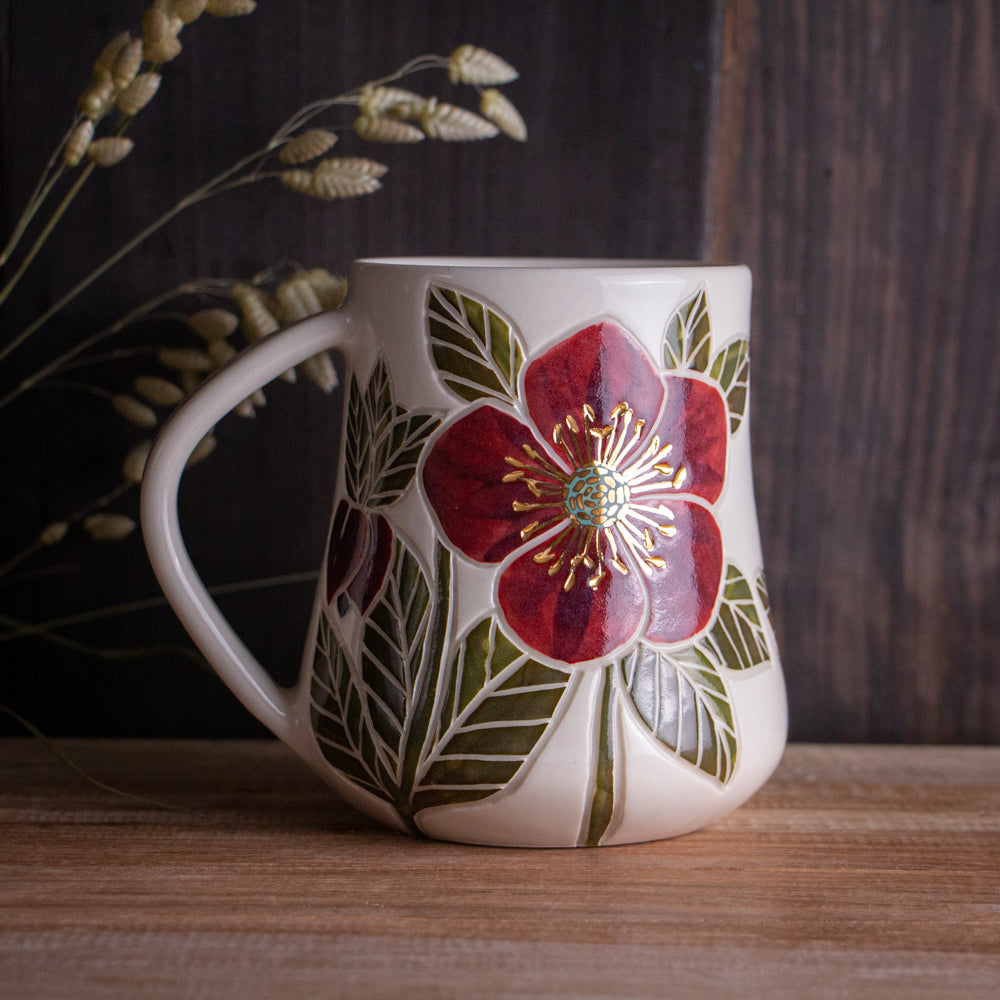 Tall "Anna's Red" Hellebore Mug #2 [20oz]