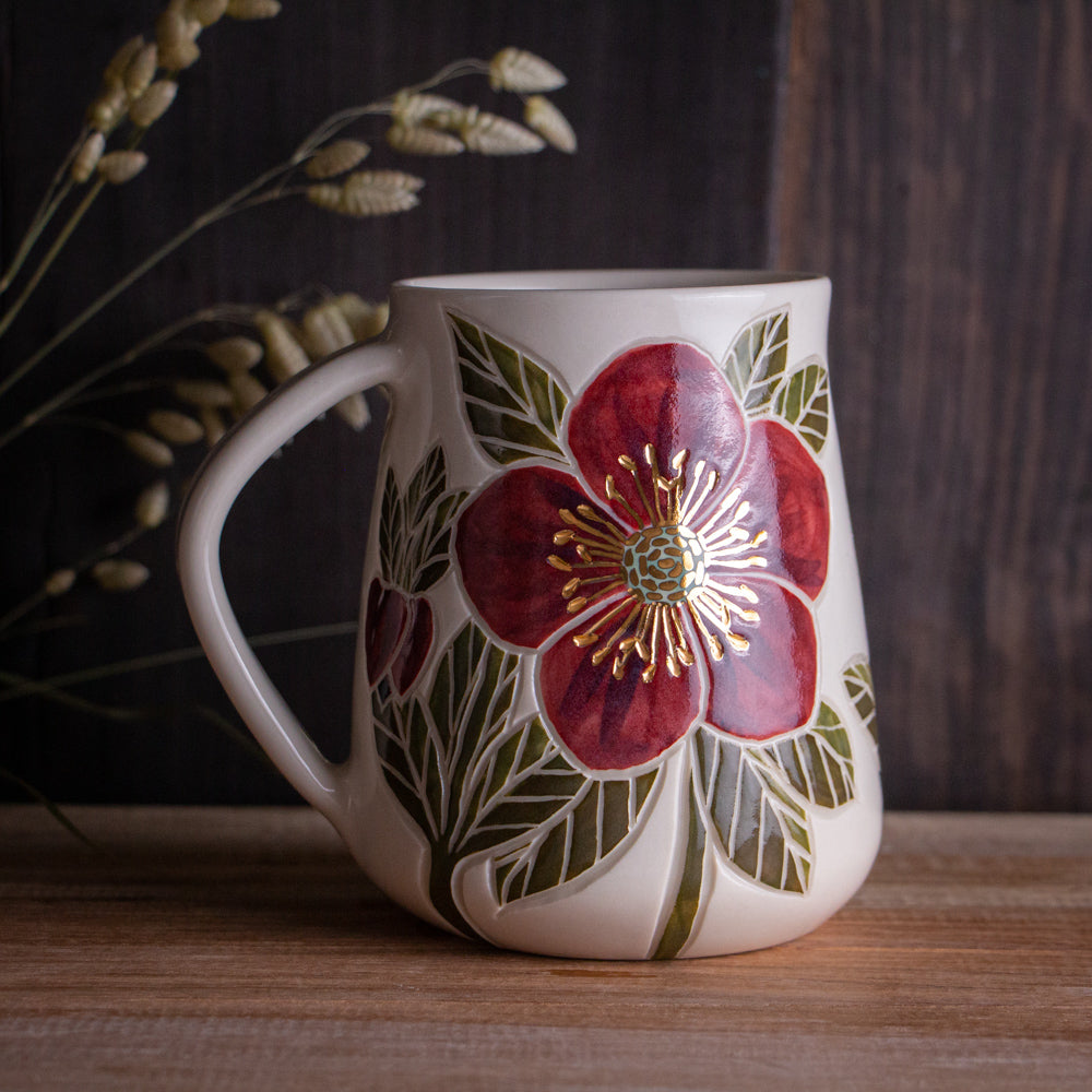 Tall "Anna's Red" Hellebore Mug #1 [20oz]
