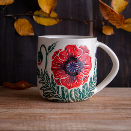 Red Poppy Botanic Mug
