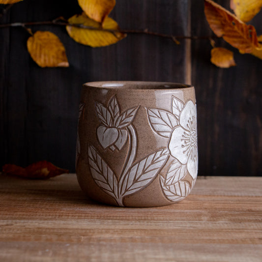 [SECONDS] Red Sandstone Sgraffito Hellebore Mug #2 [14oz]
