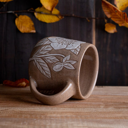 [SECONDS] Red Sandstone Sgraffito Hellebore Mug #2 [14oz]