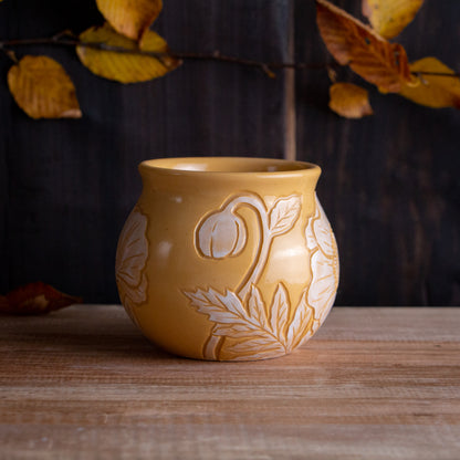 Yellow Sgraffito Poppy Mug #2 [11oz]