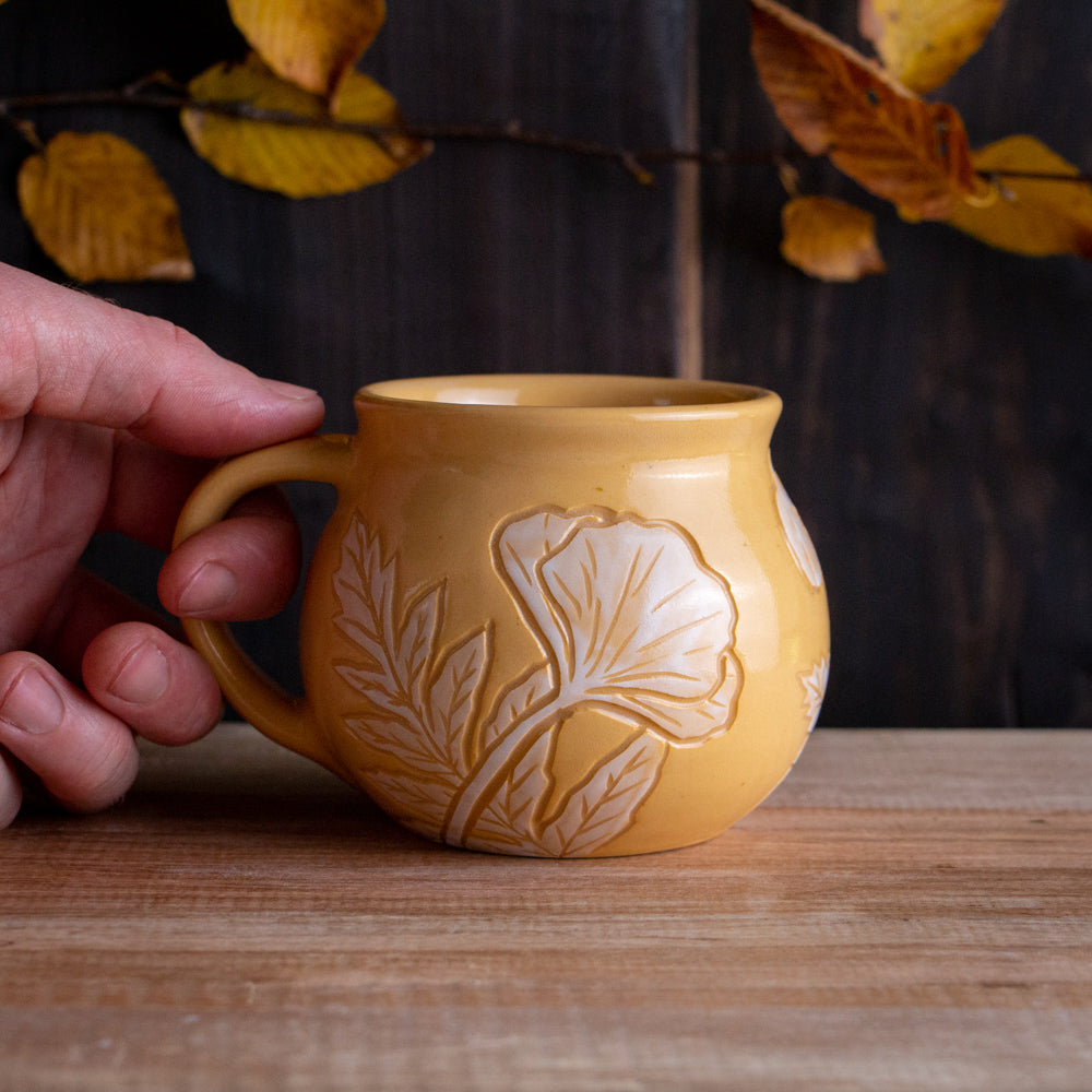 Yellow Sgraffito Poppy Mug #2 [11oz]