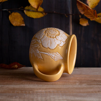Yellow Sgraffito Poppy Mug #2 [11oz]