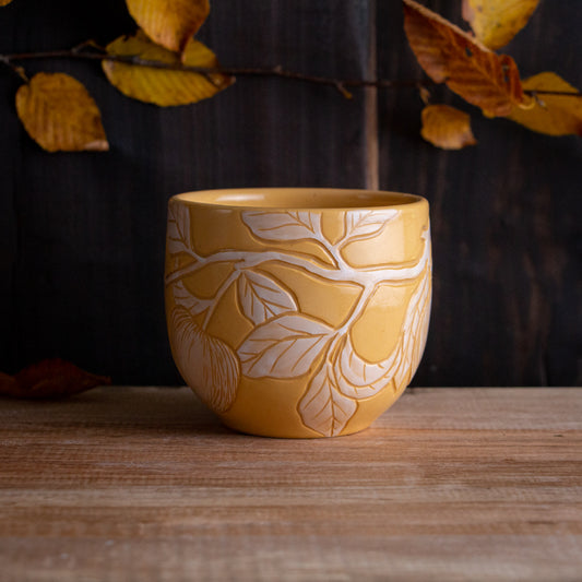 Yellow Sgraffito Apple Branch Mug [13oz]