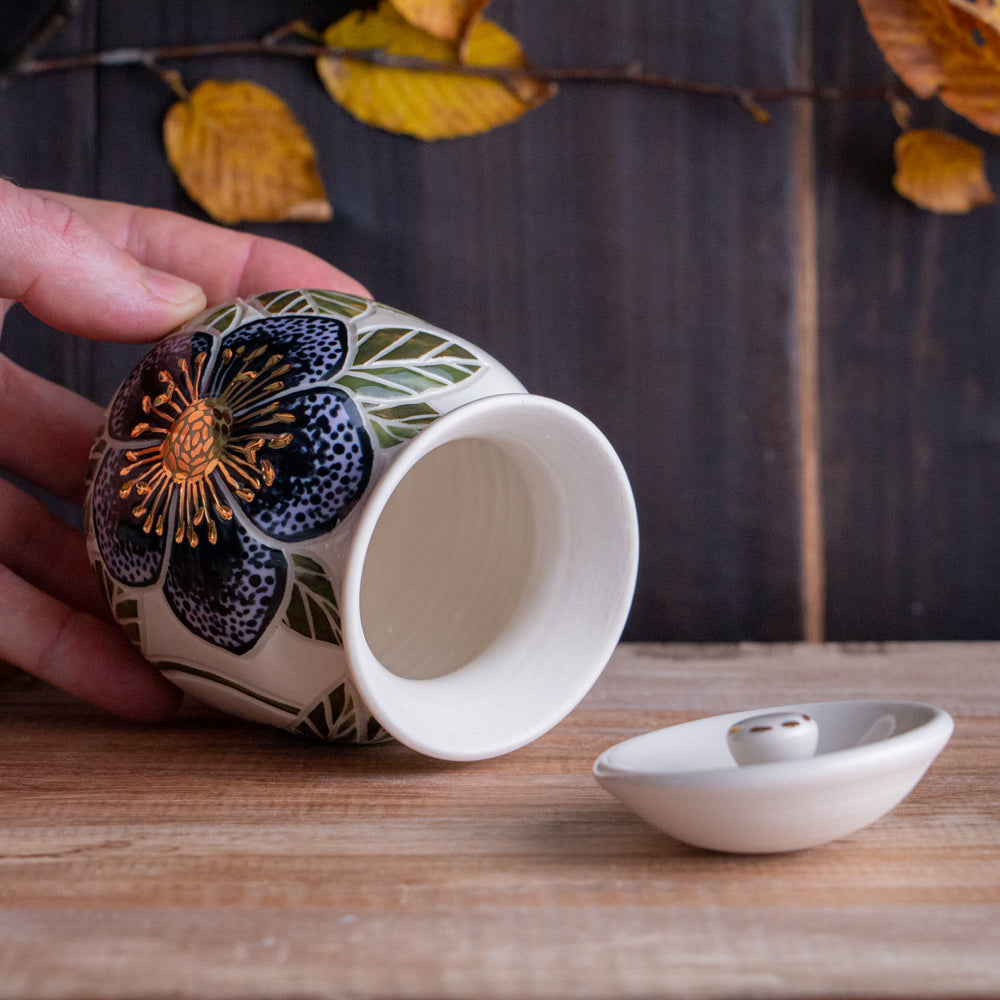Dark Hellebore Lidded Jar