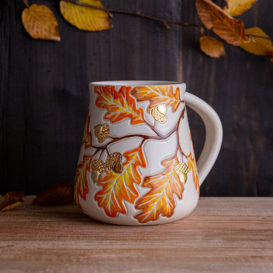 Tall Autumn Oak Branch Mug #4 [17oz]