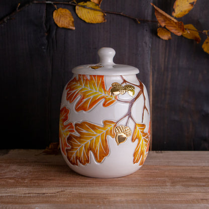 Autumn Oak Branch Jar / Utensil Holder