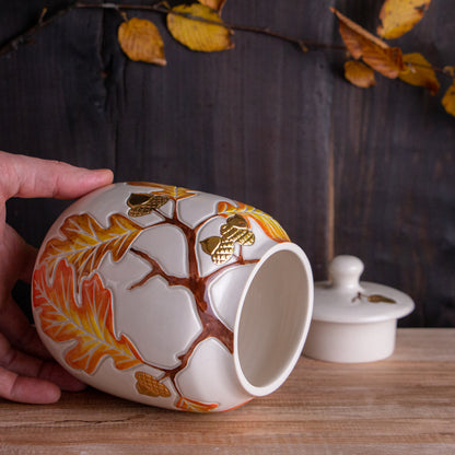 Autumn Oak Branch Jar / Utensil Holder