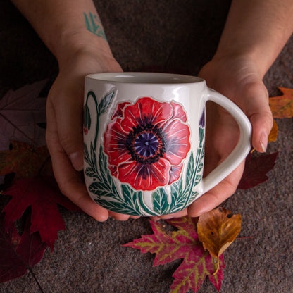 Red Poppy Botanic Mug
