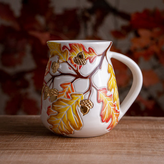 Tall Autumn Oak Branch Mug #1 [18oz]