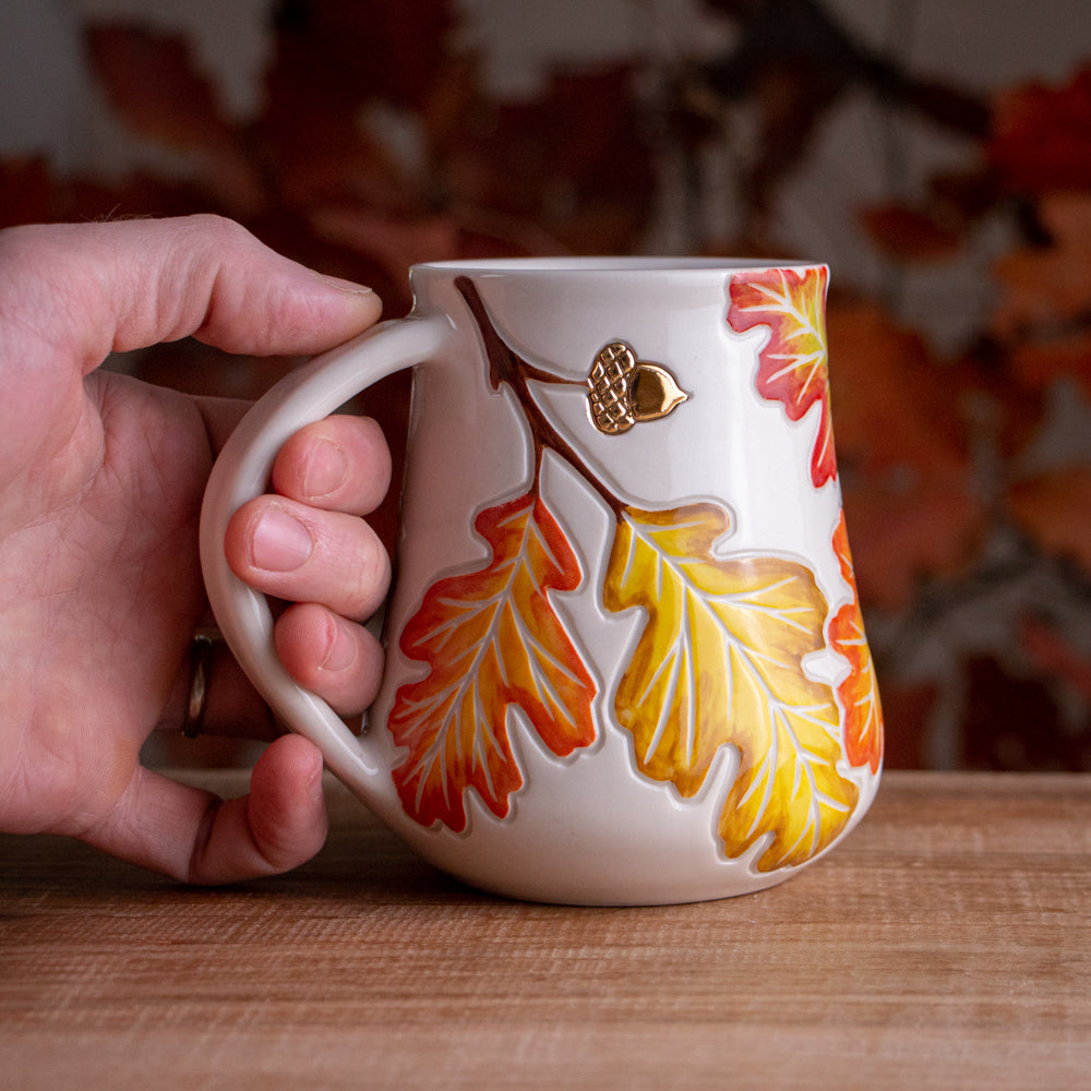 Tall Autumn Oak Branch Mug #4 [18oz]