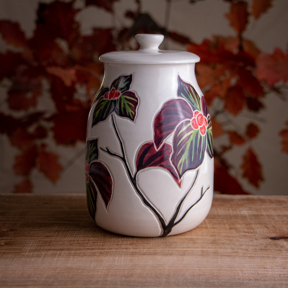 Autumn Dogwood Jar / Canister