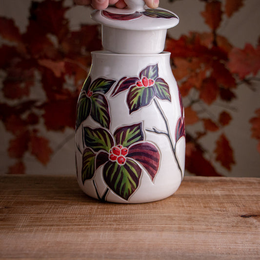 Autumn Dogwood Jar / Canister