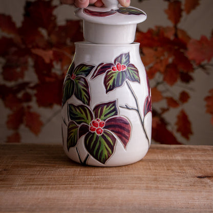 Autumn Dogwood Jar / Canister