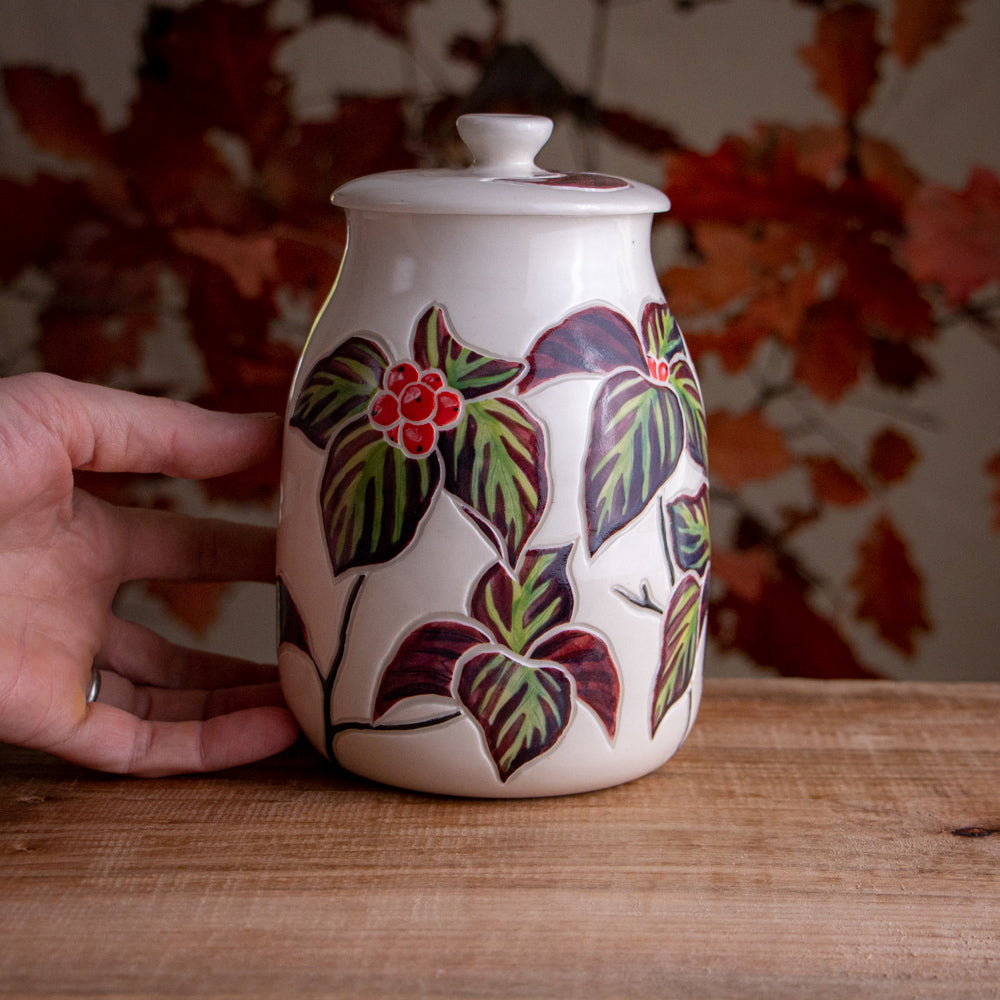 Autumn Dogwood Jar / Canister
