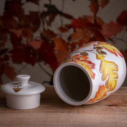 Autumn Oak Branch Jar / Utensil Holder