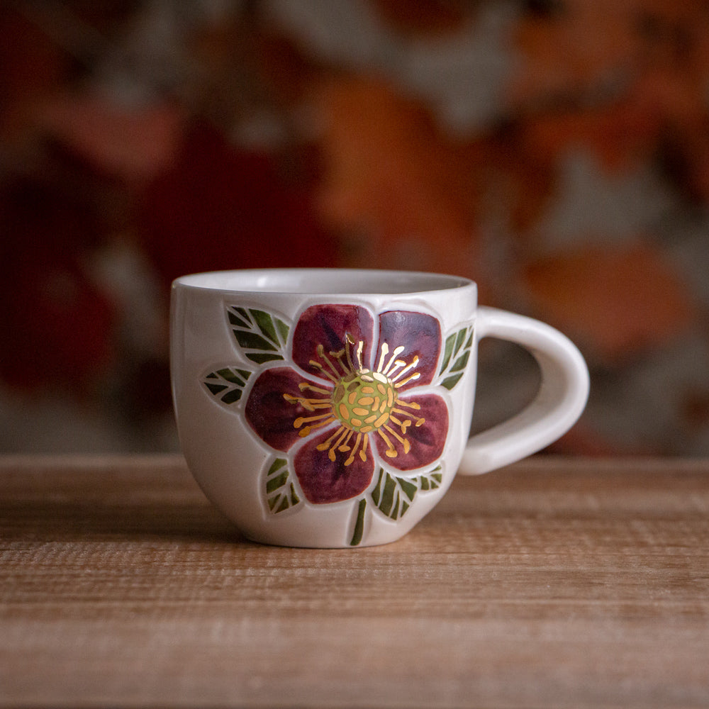"Anna's Red" Hellebore Espresso Cup #1 [3oz]
