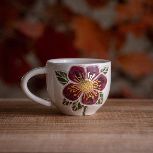 "Anna's Red" Hellebore Espresso Cup #2 [2.75oz]