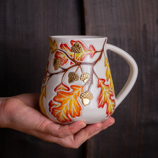 Tall Autumn Oak Branch Mug #2 [21oz]