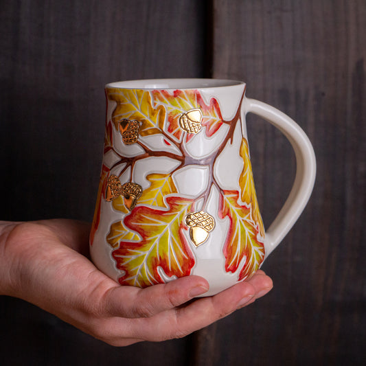 Tall Autumn Oak Branch Mug #4 [18oz]