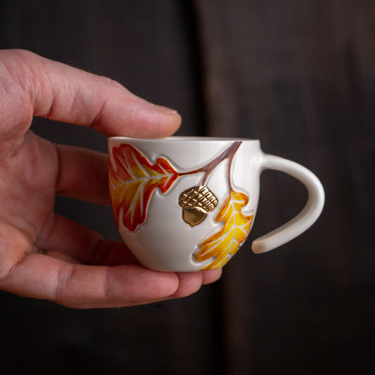Autumn Oak Branch Espresso Cup #2 [3oz]