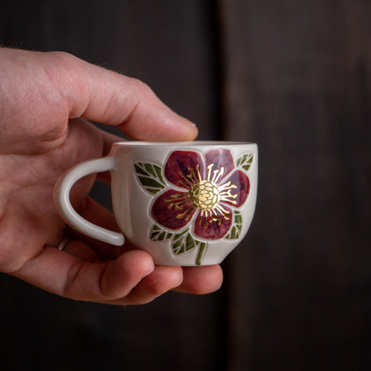 "Anna's Red" Hellebore Espresso Cup #2 [2.75oz]