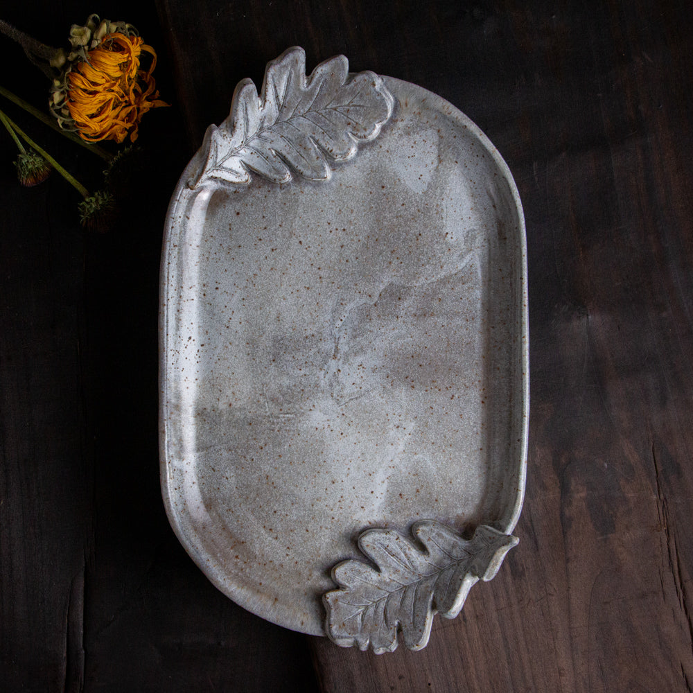 [SECONDS] Stoneware Oak Leaf Tray