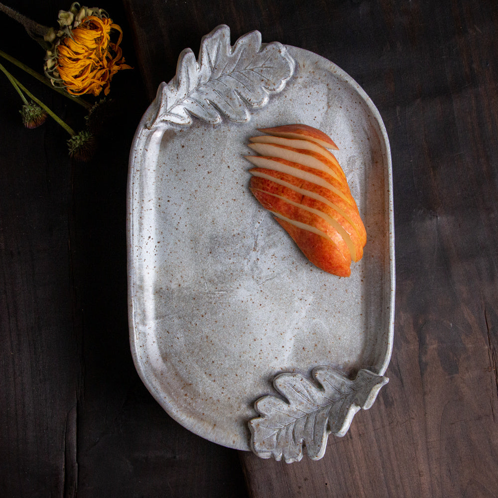 [SECONDS] Stoneware Oak Leaf Tray