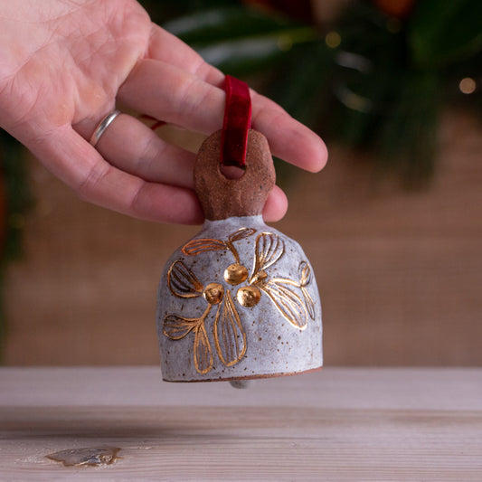 Stoneware Mistletoe Ornamental Bell