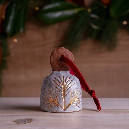 Stoneware Pine Sprig Ornamental Bell
